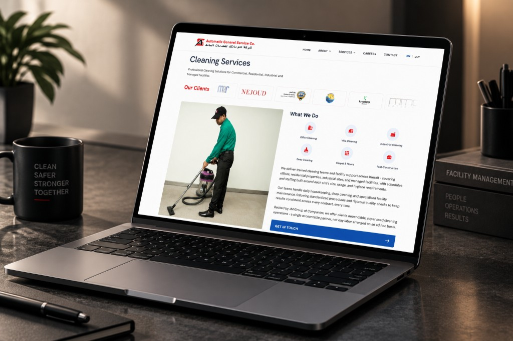 Automatic General Services Co. Cleaning Services page mockup